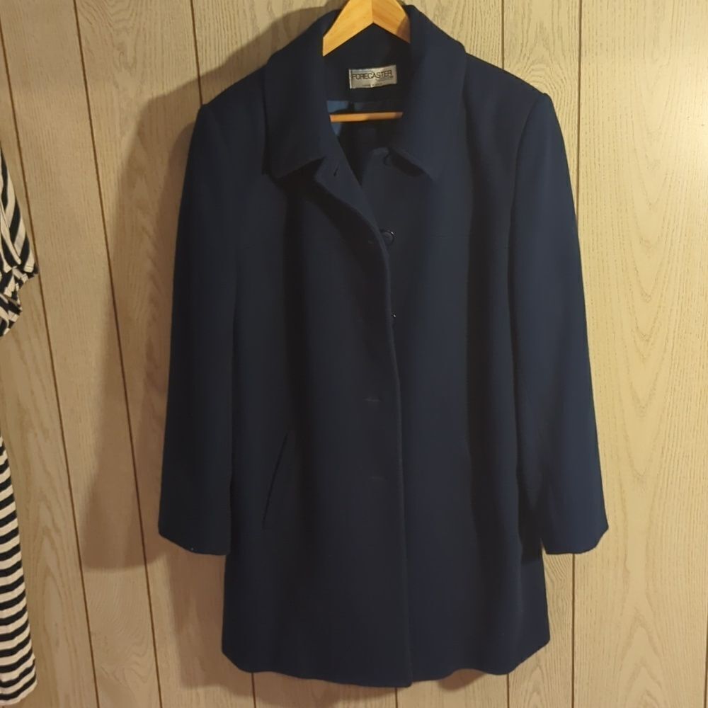 Forecaster Of‎ Boston Navy Wool Blend Button Coat Size 12 Pocket Unisex Elegant